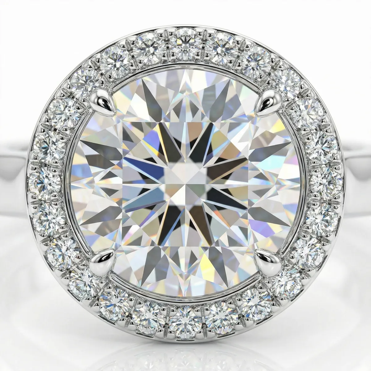 Halo with Pave, 14k White Gold detail