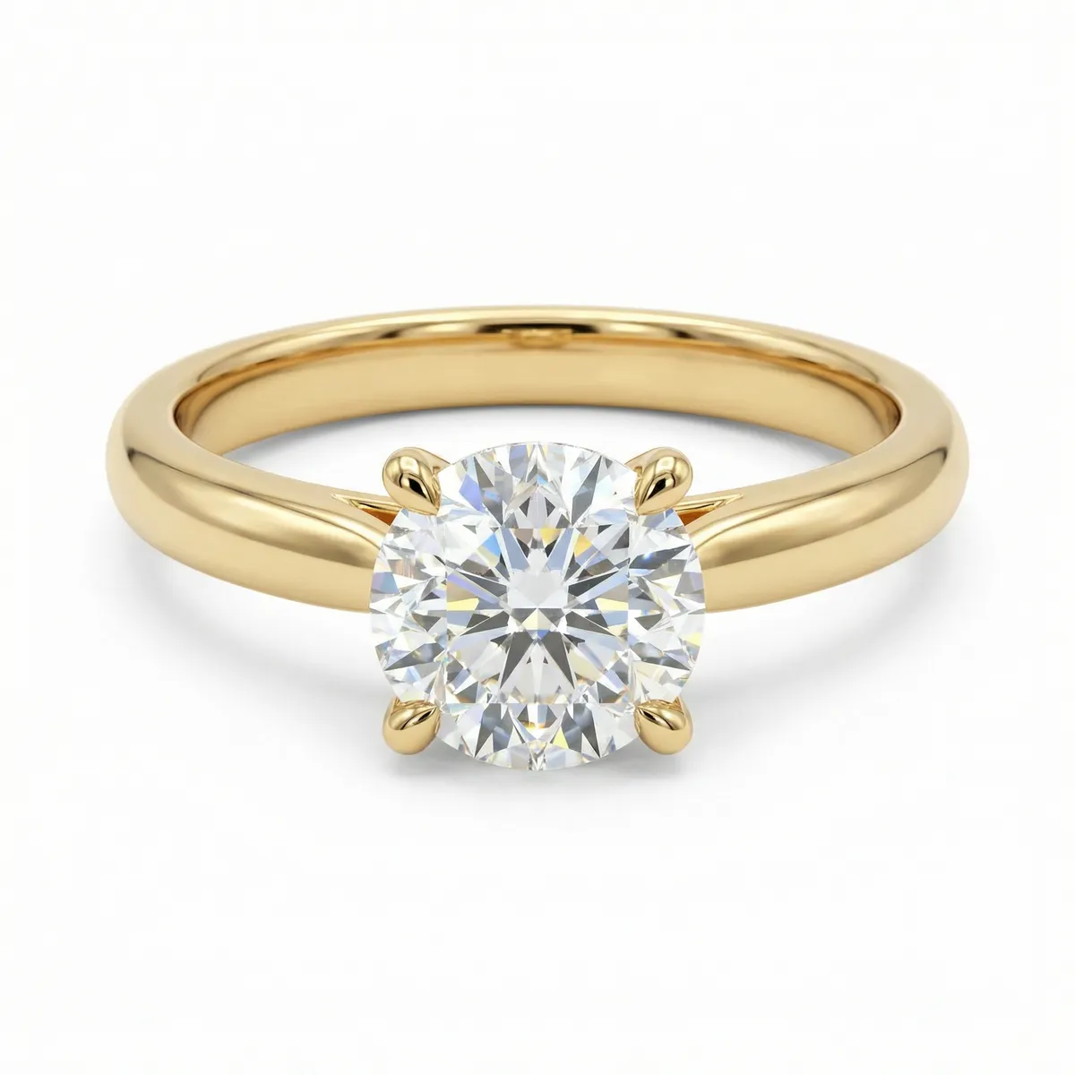 Tapered Solitaire, 18k Yellow Gold detail